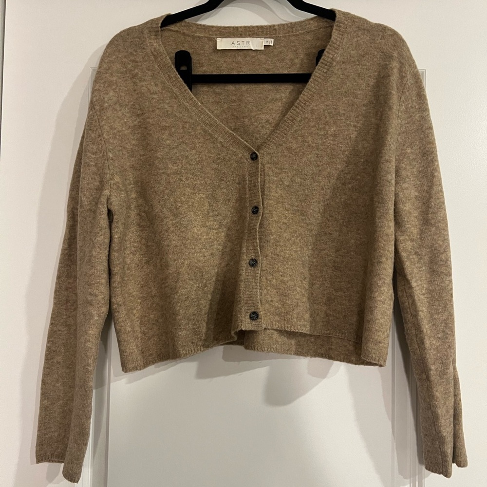 ASTR the Label Beige Buttoned Cardigan